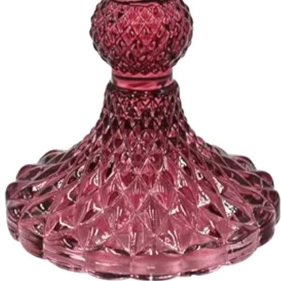 Set of 2 Berry Pink Faceted Glass Crystal Taper Candle Holders New Vintage Style - Picture 5 of 11